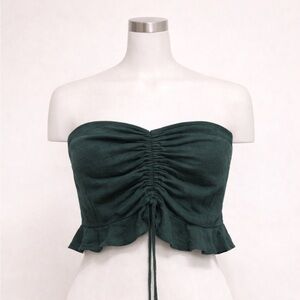 Elegant Dark Green Strapless Top